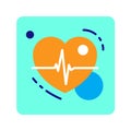 Flat color icon heart. Concept of the origin of life. Royalty Free Stock Photo